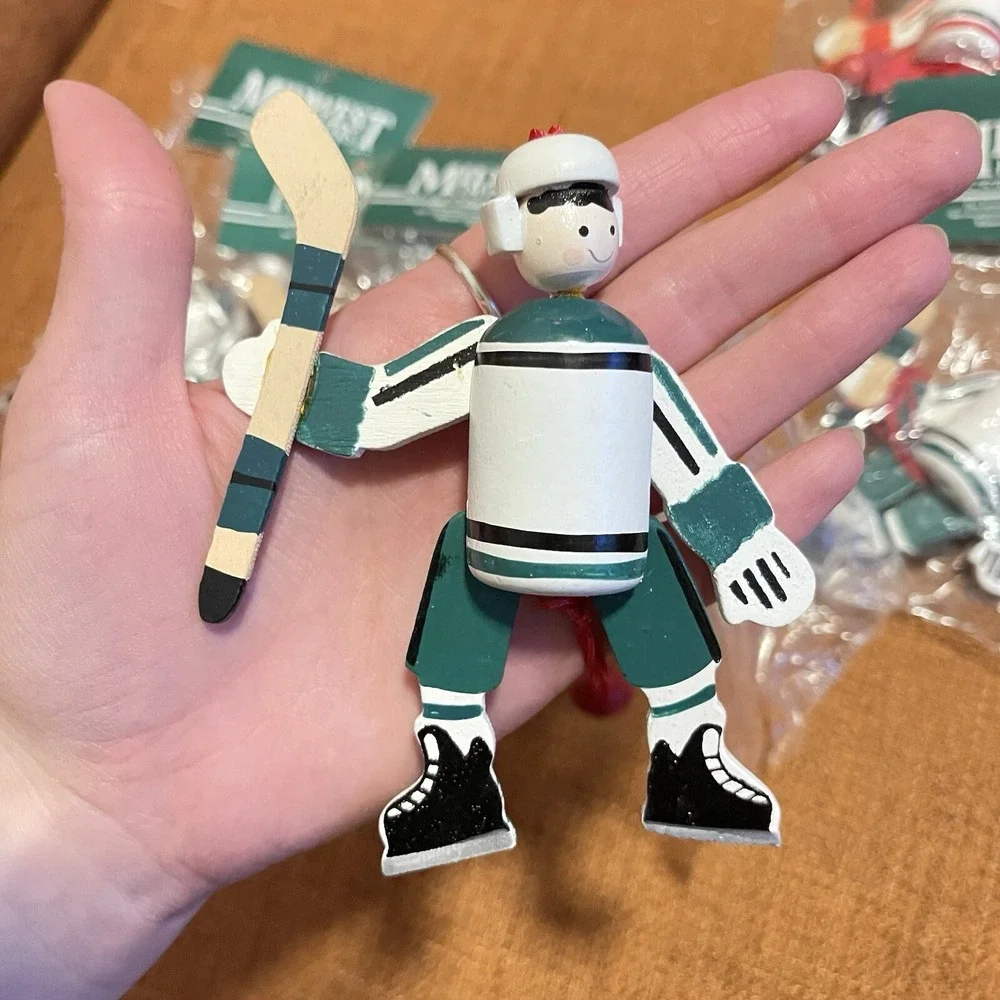 Vintage Hockey Christmas Ornament‎ Midwest Importers Of Cannon Falls Brand New